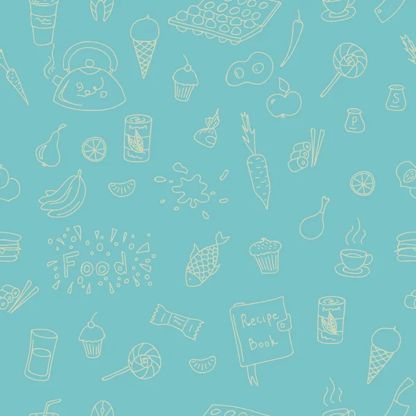 矢量涂鸦食物元素模式 — 图库矢量图片