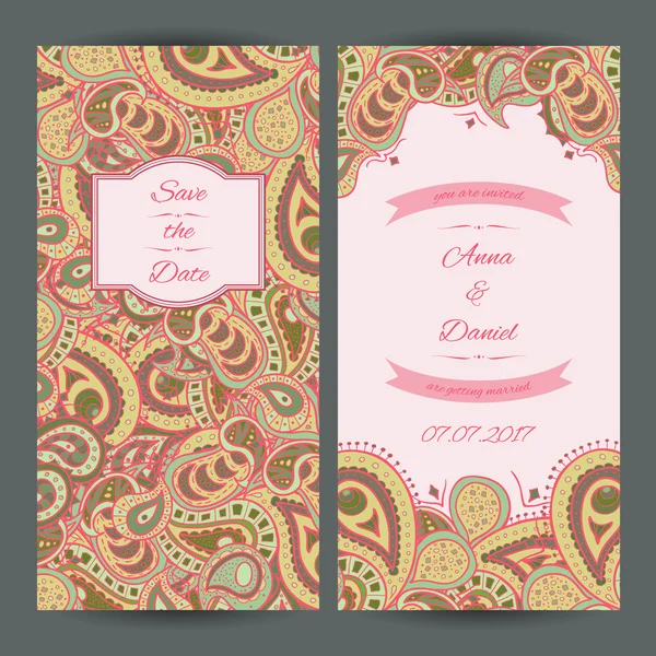 Шаблон свадебной карточки Пейсли — стоковый вектор