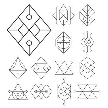 Geometrik şekiller Hipster etiket tasarım öğeleri izole