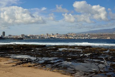 Confital plaj ve Las Palmas şehir, Gran canaria, Kanarya Adaları