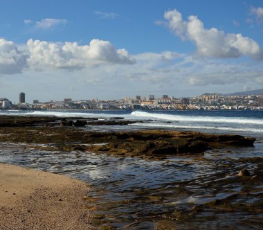 Confital plaj ve Las Palmas şehir, Gran canaria, Kanarya Adaları