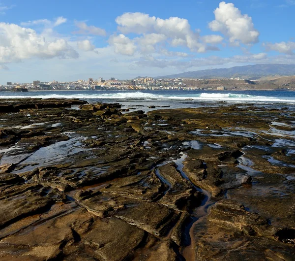 The Confital beach and Las Palmas city, Gran canaria, Canary islands — Stock Photo, Image