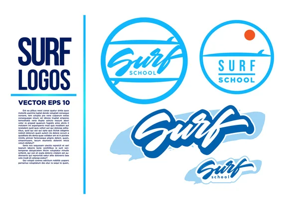 Surfen logo Welle Vektor Logotyp Abbildung blau — Stockvektor