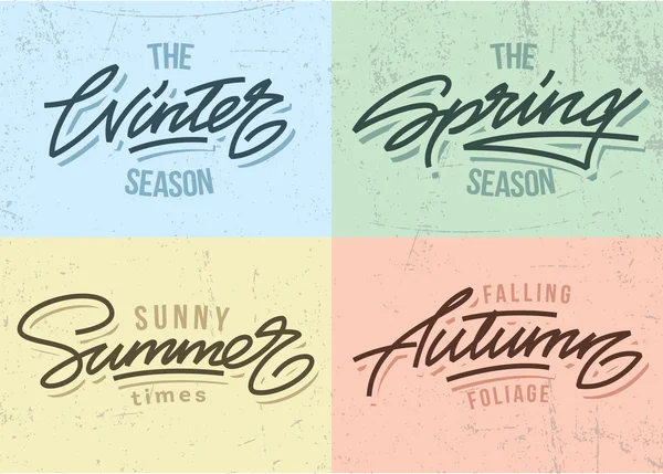 Seasons vetores de lettering por apenas 1 caminho de curva — Vetor de Stock