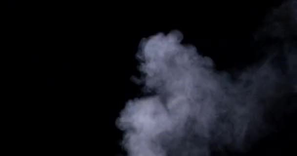 Abstracte wolken van rook of mist verdampen op zwarte achtergrond in slow motion. — Stockvideo