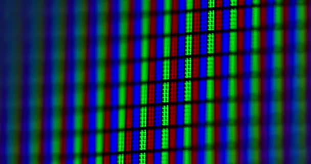 Fond abstrait de l'écran LCD. Fermez le moniteur d'ordinateur pixels RVB. Tourné sur la caméra rouge. — Video