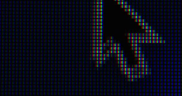 Екстремально крупним планом комп'ютерний монітор RGB пікселів і переміщення курсора на ньому. Постріл на камеру RED . — стокове відео