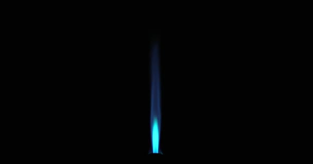 Plynový plamen izolovaný na černém pozadí. Modrý záběr na RED kameru. — Stock video