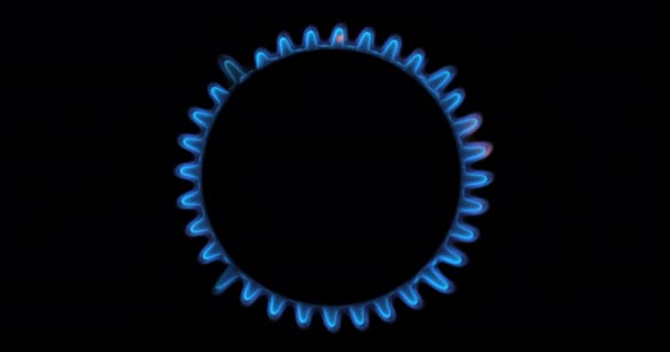 Gas stove being turned on by a lit burner. Natural gas concept. — Stock Video