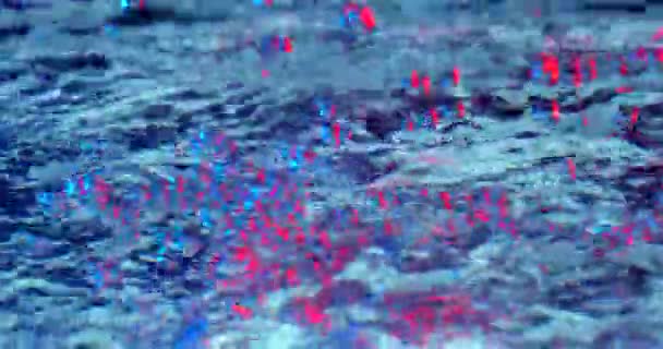 Air bubbles colored in blue and red rising up on blue background. — ストック動画