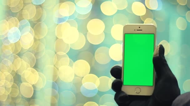 Green-Screen-Telefon in der Hand — Stockvideo