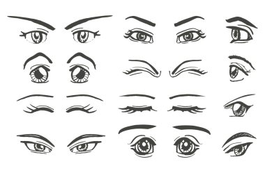 insanlar gözleri ve kaş vektör illüstrasyon el çizmek seti Web tasarımı, sayfa görüş, poster, afiş, baskı, reklam, telefon kılıfı, t-shirt elemanı