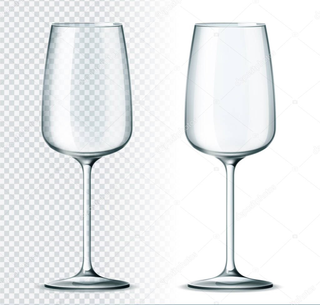 Vector 3d wine, cocktail glass for alcohol drinks