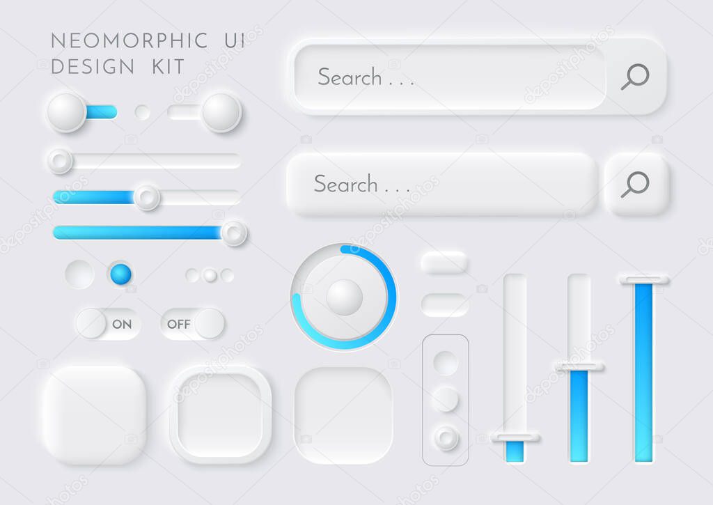 Vector Ux, ui kit. Interface buttons, sliders set.