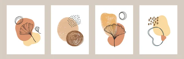 Vector florales línea arte bosquejo follaje conjunto Ilustración De Stock