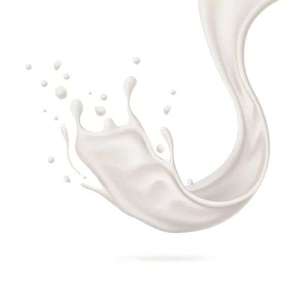 Vector realistic milk splash for dairy design — Stock Vector