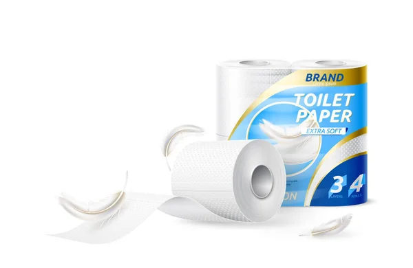Vector realista paquete de rollo de papel higiénico maqueta — Vector de stock
