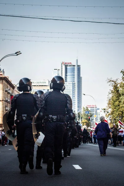 Марш Протестів Честь Свята Вільних Беларусів Мінську Проводилися Проти Фальсифікованих — стокове фото