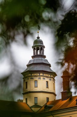 Sonbaharda Nesvizh Şatosu. Nesvizh şehri. Ekim 2019.