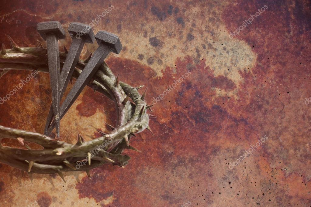 Jesus Crown Thorns and nails on Old and Grunge Wood Background. Vintage  Retro Style. Stock Photo | Adobe Stock