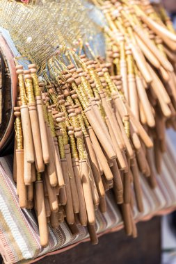 Yakın çekim bobin dantel yapma. Sığ Dof.