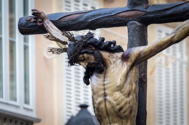 Cadiz, İspanya kutsal hafta. Mesih'in Mercy ve gözyaşları, Our Lady La Piedad.