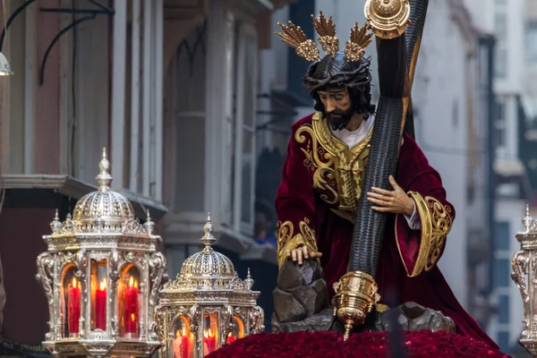 Svatý týden v Cádiz, Španělsko. Padlé Ježíše. — Stock fotografie
