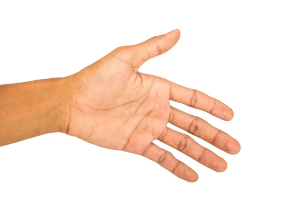 Hand shake symbol white isolated — Stock Photo, Image