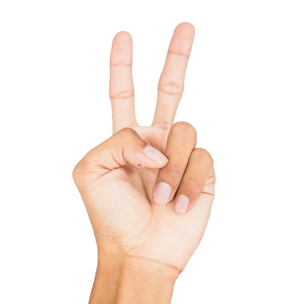 Numer dwa palec ręka symbol — Zdjęcie stockowe