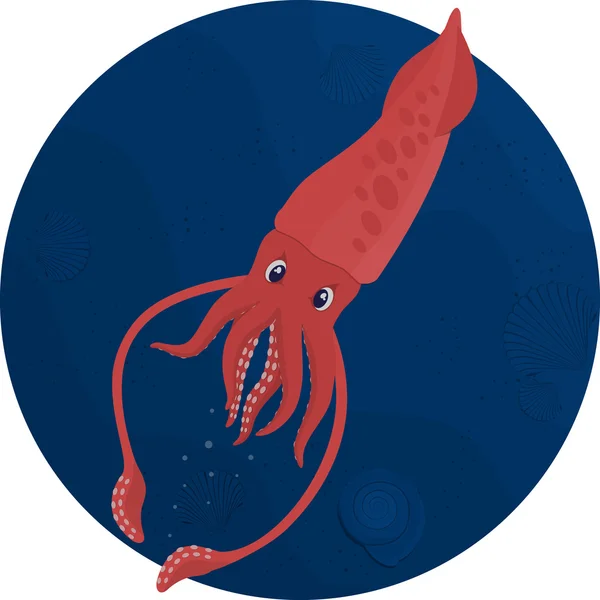 Art platte Squid — Stockvector