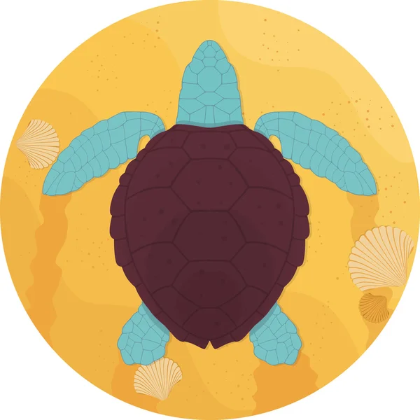 Art platte zeeschildpad — Stockvector