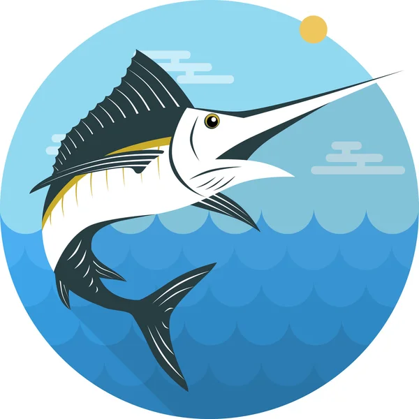 Art platte Swordfish — Stockvector
