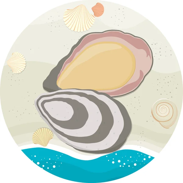 Art Flat Oyster — Stock Vector