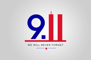 Daima 9-11 'i hatırla. Dokuz numara ve on bir numarayı temsil eden ikiz kuleler. Vatanseverlik Günü, Anma Günü. 11 Eylül 'deki terörist saldırıları asla unutmayacağız..