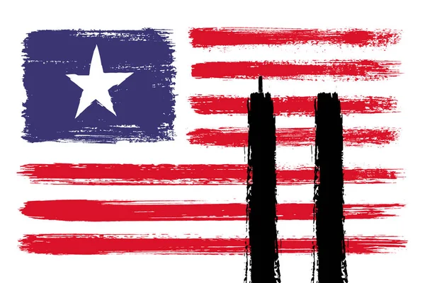Zawsze Pamiętaj Września Ilustracja Usa Lub Amerykańskiej Flagi Bliźniaczymi Wieżami — Zdjęcie stockowe