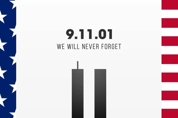 Daima 9-11 'i hatırla. 11 sayısını temsil eden İkiz Kuleler 'in tasviri. Vatanseverlik Günü, Anma Günü. 11 Eylül 'deki terörist saldırıları asla unutmayacağız.