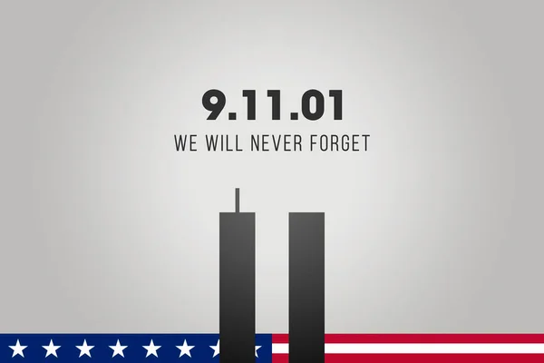 Daima 9-11 'i hatırla. Dokuz numara ve on bir numarayı temsil eden ikiz kuleler. Vatanseverlik Günü, Anma Günü. 11 Eylül 'deki terörist saldırıları asla unutmayacağız.