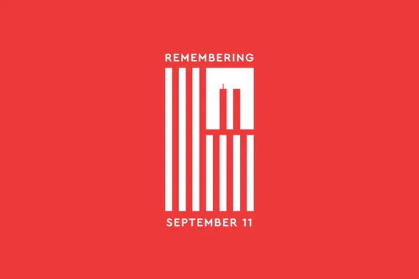 Daima 9-11 'i hatırla. Kırmızı arka planda ikiz kuleleri olan beyaz Amerikan ya da Amerikan bayrağı. Vatanseverlik Günü, Anma Günü. 11 Eylül 'deki terörist saldırıları asla unutmayacağız.