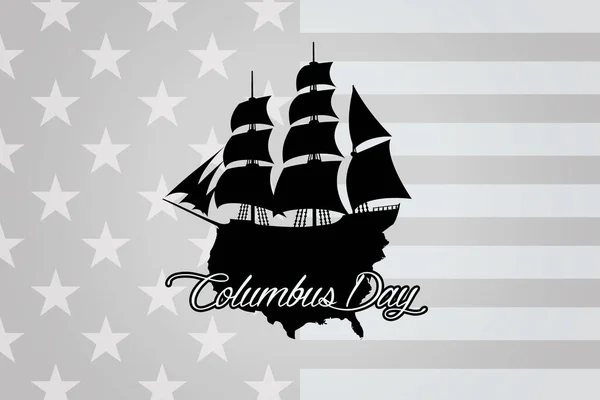 Старый Силуэт Корабля Американского Континента Американским Флагом Спине Символизирующим Прибытие — стоковое фото