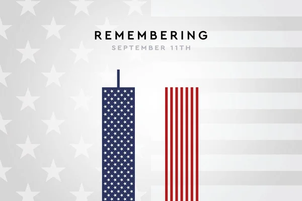 爱国者日 记得911 说明双子塔代表11号 我们将永远记住2001年9月11日的恐怖袭击 — 图库照片