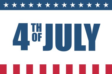4 Temmuz, Amerika 'nın Bağımsızlık Günü kutlu olsun. Amerikan bayrağından mavi ve kırmızı renkler ve çizgiler. Kart, poster, afiş, yüksek çözünürlüklü arkaplan illüName