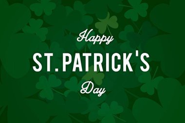 Aziz Patrick Günü yonca yeşili tatil ilüstrasyonları arka plan, kart, poster veya yüksek çözünürlüklü afiş