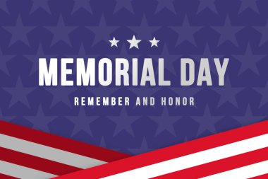 Anma Günü, hatırla ve onurlandır. Amerika 'da tatil. ABD bayrakları ile illüstrasyon