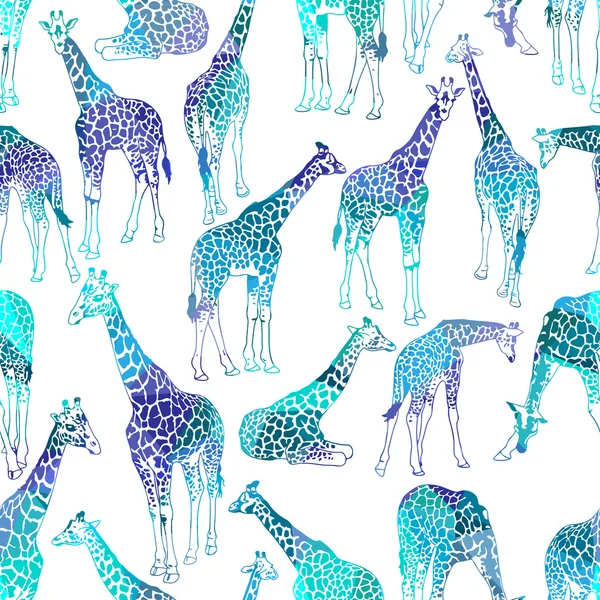 Vector padrão sem costura abstrato com girafas — Vetor de Stock