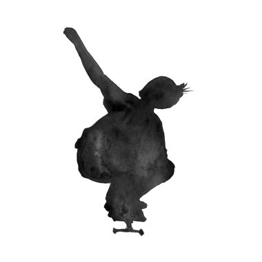 adam kaykay. siluet. izole edilmiş. Suluboya