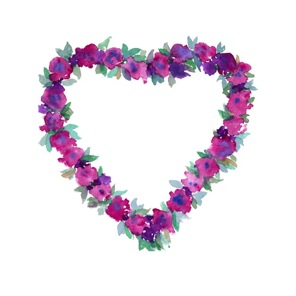A szív a virág. elszigetelt. akvarell — Stock Fotó