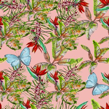 tropikal arka plan. suluboya resim