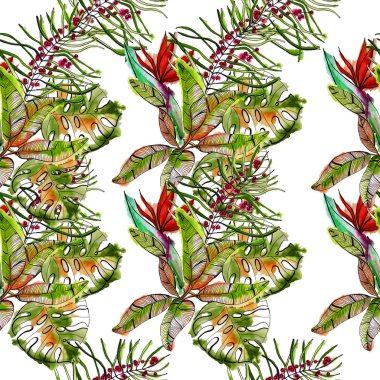 tropikal arka plan. suluboya resim