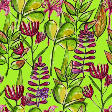 tropikal arka plan. suluboya resim