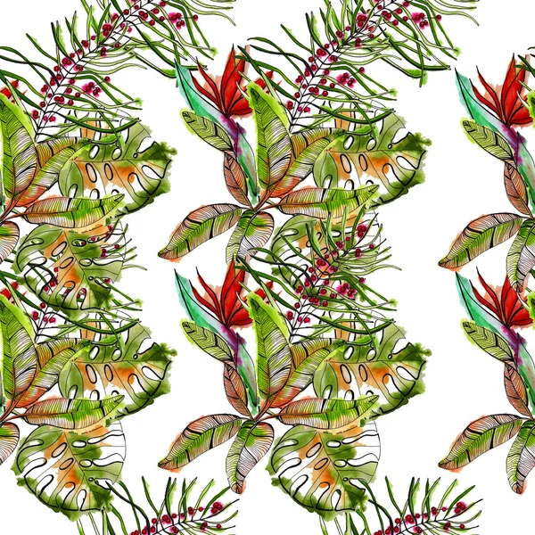 tropikal arka plan. suluboya resim